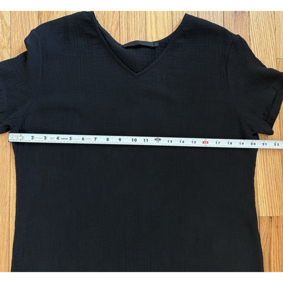 JENNI KAYNE Cypress Shift Dress Size XS Black Gauze Cotton Minimalist Lagenlook - Picture 7 of 9